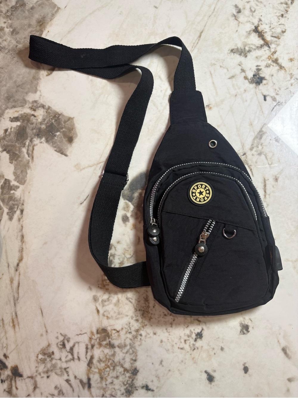 Black Men's Sling Belt Bag with Zip Pockets